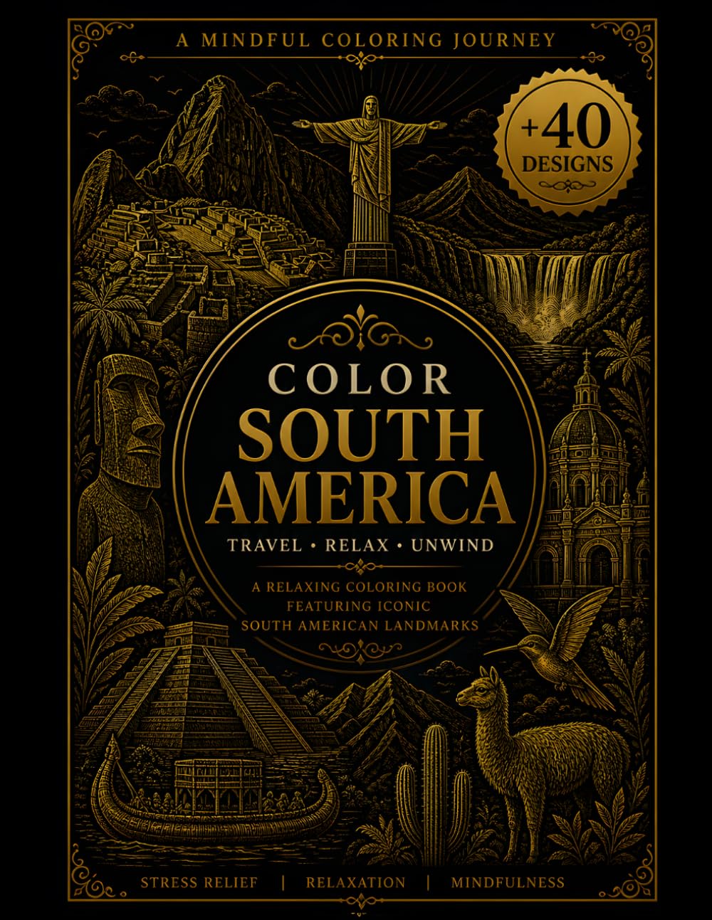 South America Coloring Book: 40 Iconic Landmarks, Cities, and Cultural Designs for Relaxation and Mindful Coloring (Journey Through the World – Coloring Book Series)