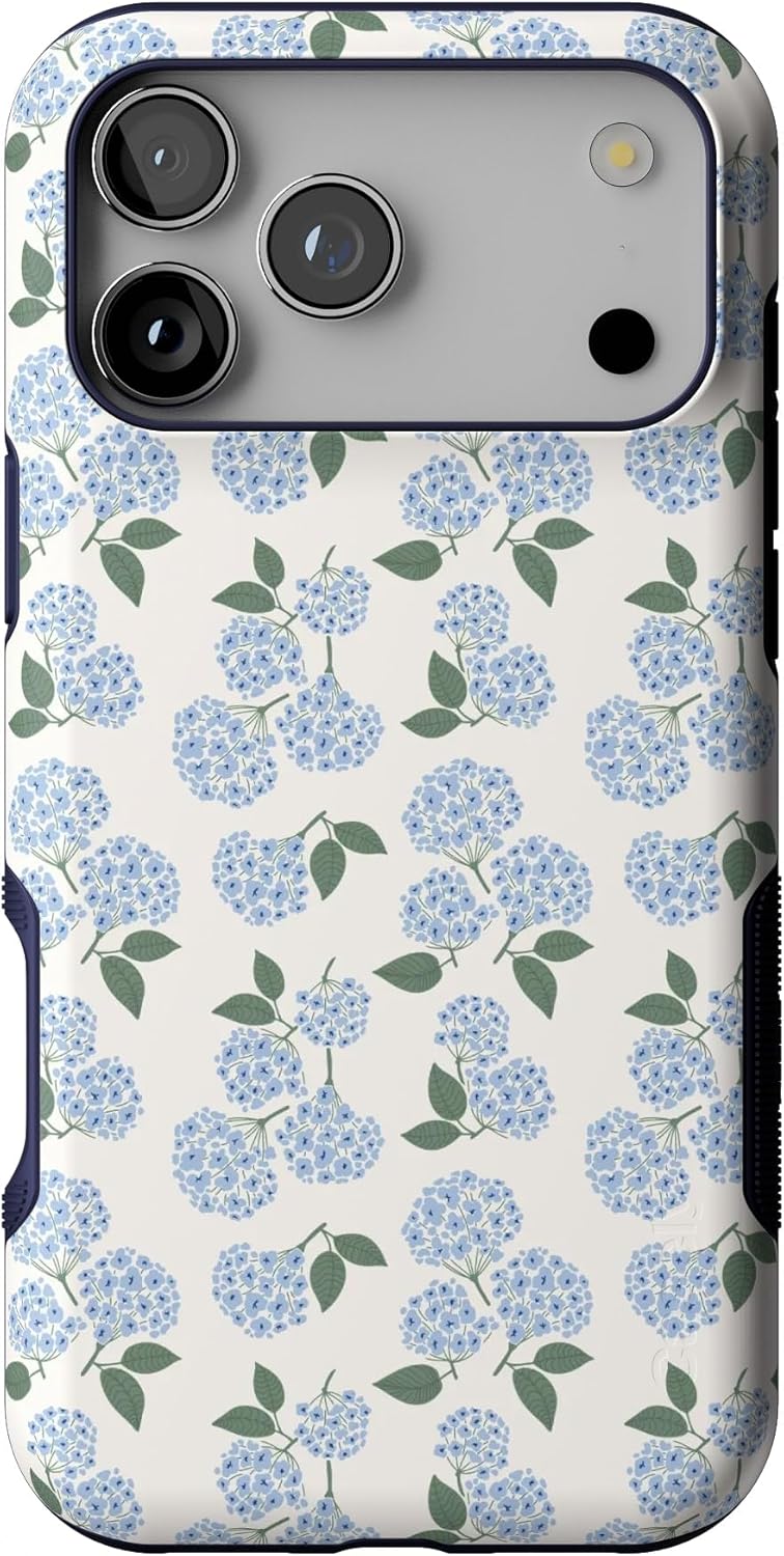 Casely iPhone 17 Pro Max Case | Nantucket Cottage | Blue Hydrangea | Bold Protective Design | Compatible with MagSafe