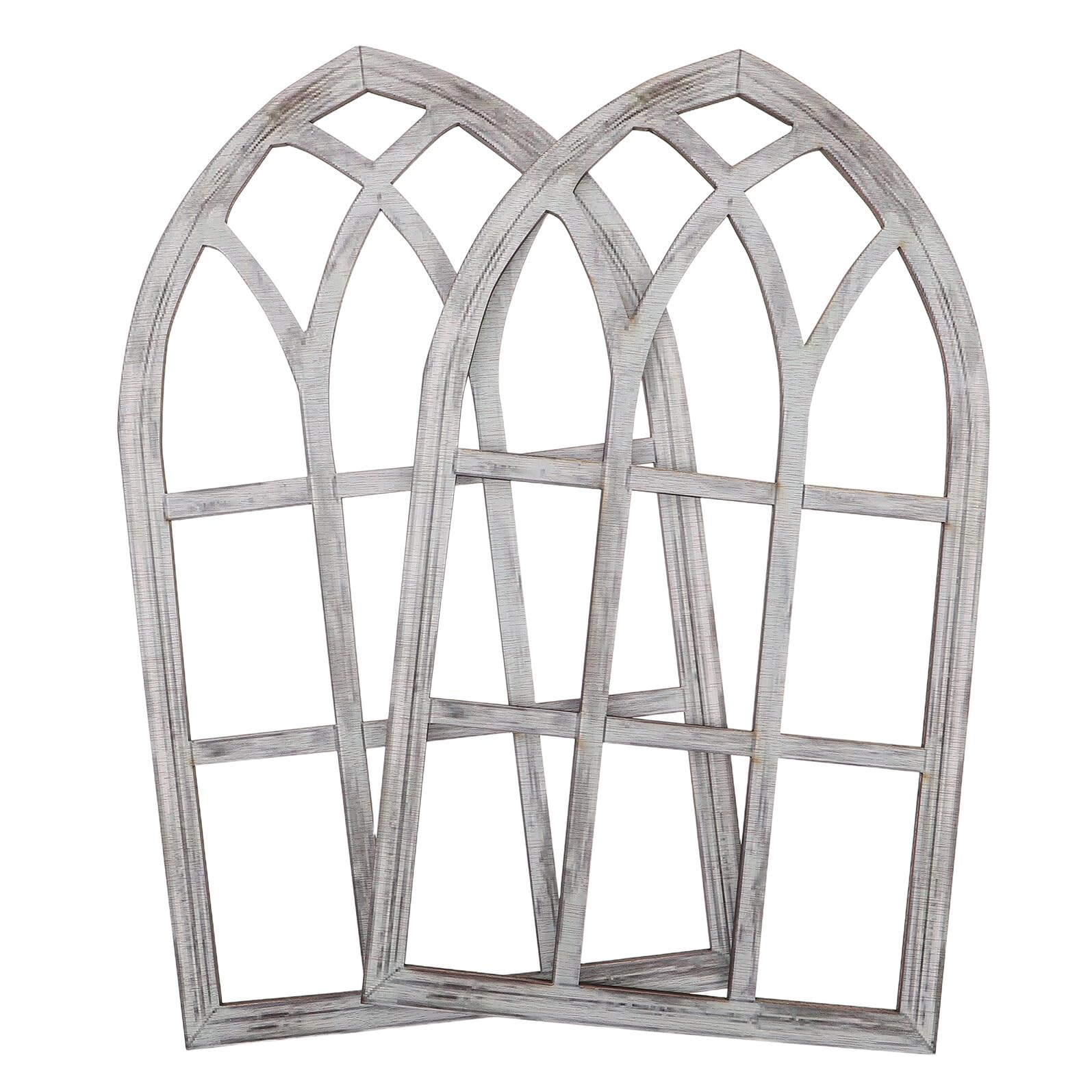 Marcos de ventana arqueados para un salón rústico y acogedor, pack de 2 adornos de madera