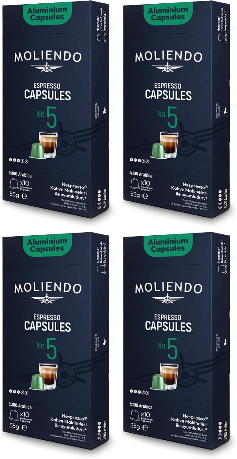 Moliendo Finest Coffee Kapsül No:5 Nespresso Uyumlu Alüminyum Kapsül 10 Adet (4 paketi)