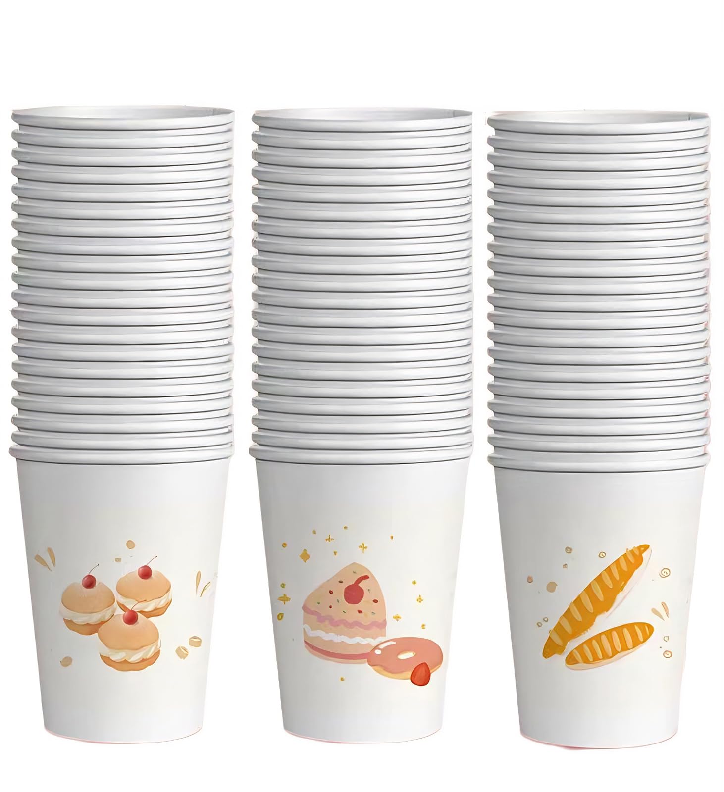 90 szt. jednorazowych kubków papierowych, 255 ml, pogrubiony styl papieru do gorących napojów, domu, biznesu, restauracji i kawiarni