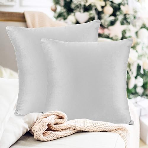 Miniatura 7 de Juego de 2 rellenos de almohada con terciopelo suave y sólido, juego de fundas de almohada cuadradas decorativas para sofá, automóvil, dormitorio,