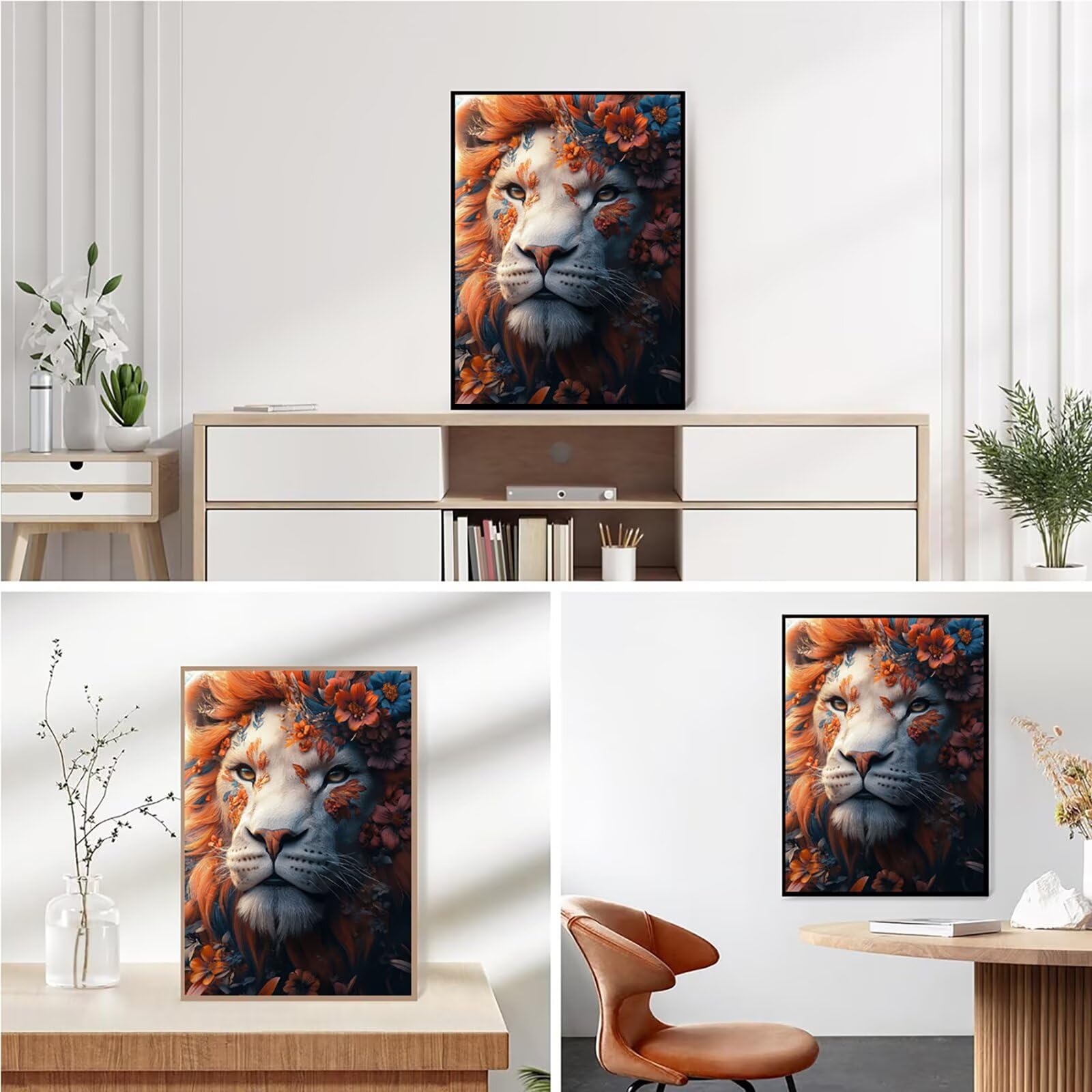 Malowanie diamentami dla dorosłych, duży, XXL, 90 x 120 cm, lew, do malarstwa, prostokątne kamienie, kwiaty, pełne wiertło, "zrób to sam", haft krzyżykowy, embroidery, DIY, zestaw do malarstwa