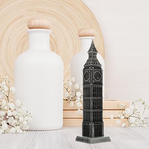 Miniatura 6 de HOMSFOU Estatua retro del Big Ben, escultura de aleación de Londres Big Ben, modelo de construcción, figura coleccionable para decoración de mesa,