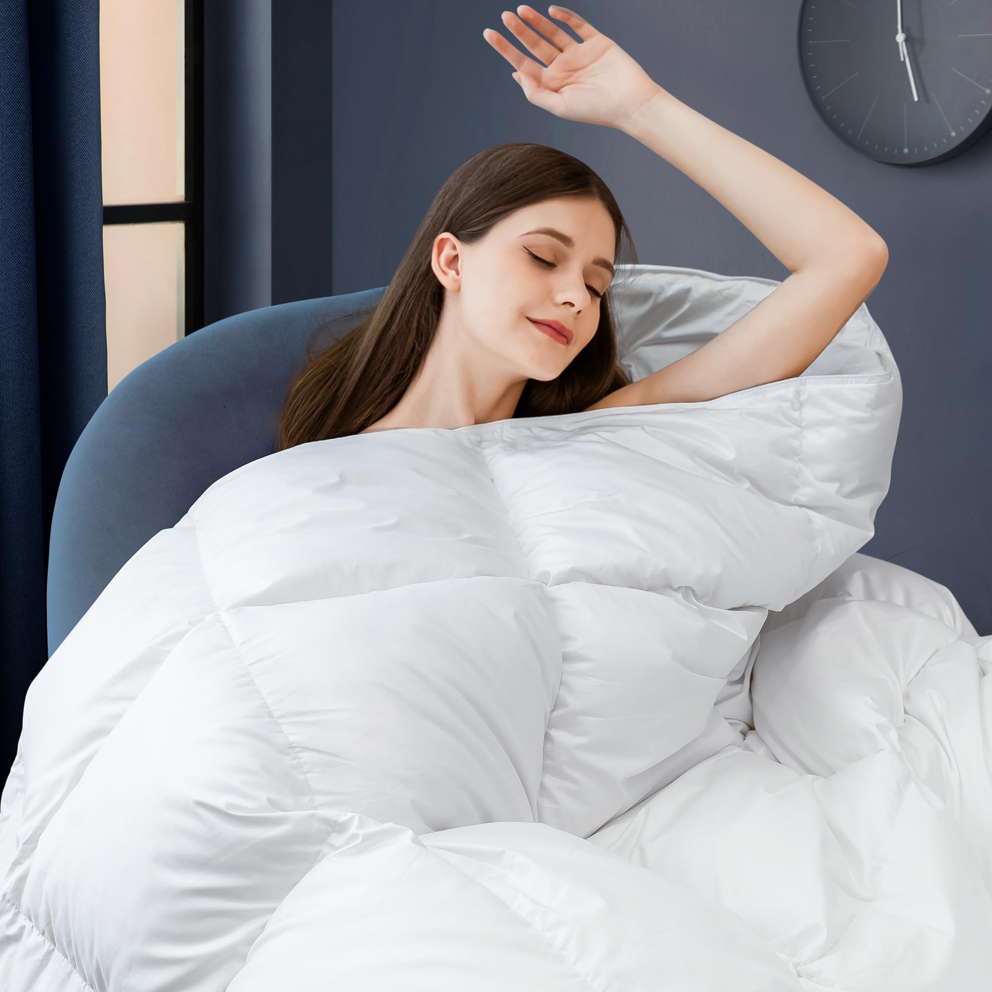 Cosybay Luxurious Goose Down Comforter Full Size -All Season Feather Down Duvet Insert- 100% Cotton Cover with 8 Corner Tabs (82 x 86, Solid White)