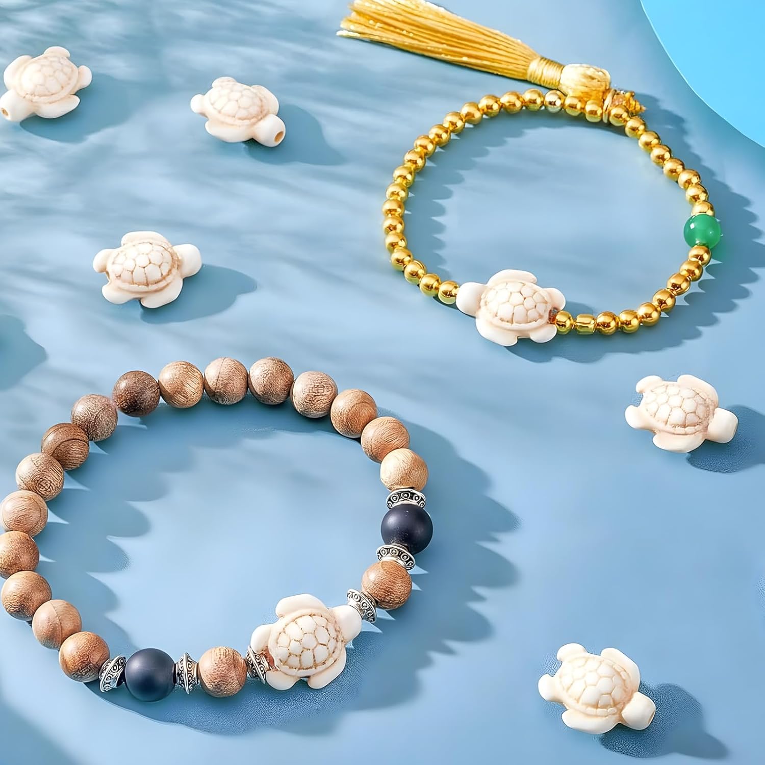 100pcs White Turquoise Turtle Spacer Beads, Synthetic Turquoise Stone Ocean Animal Gemstone Loose Beads for Jewelry Making Friend Bracelets Necklaces - Image 6