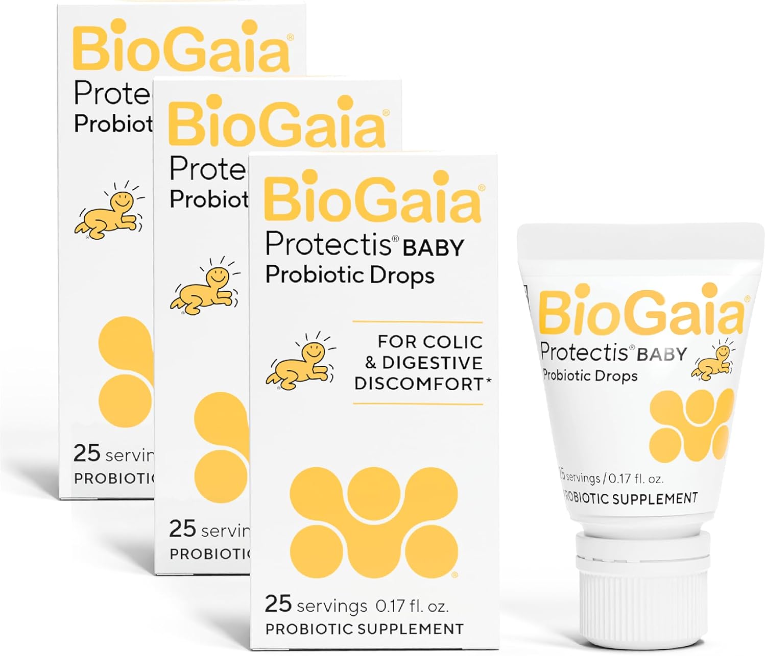 BioGaia Protectis Baby Probiotic Drops | Baby Essentials for Colic & Gas Relief | Safe for Newborns | Ease Crying, Fussing, Colic, Gas, Spit-ups & Constipation | No Dairy, Soy & Gluten | 5mL (3-Pack)