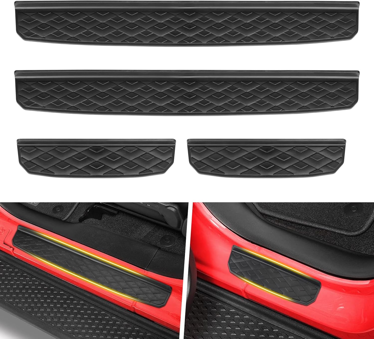 Door Sill Guards Kit Compatible with 2020-2024 Gladiator JT Door Entry Guard Protector for 4 Door Jeep Accessories Door Sill Guards 4PCS