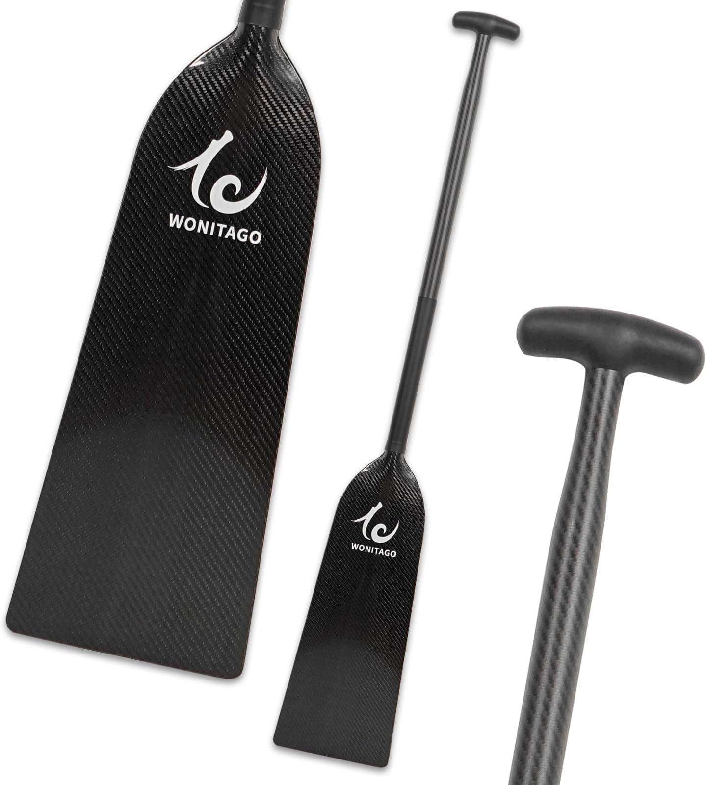 WONITAGO Dragon Boat Paddle Lightweight and Durable Full Carbon Fiber Dragon Boat Paddles, IDBF Approved, 117/120/122/125 cm (46/47/48/49 inch), Black