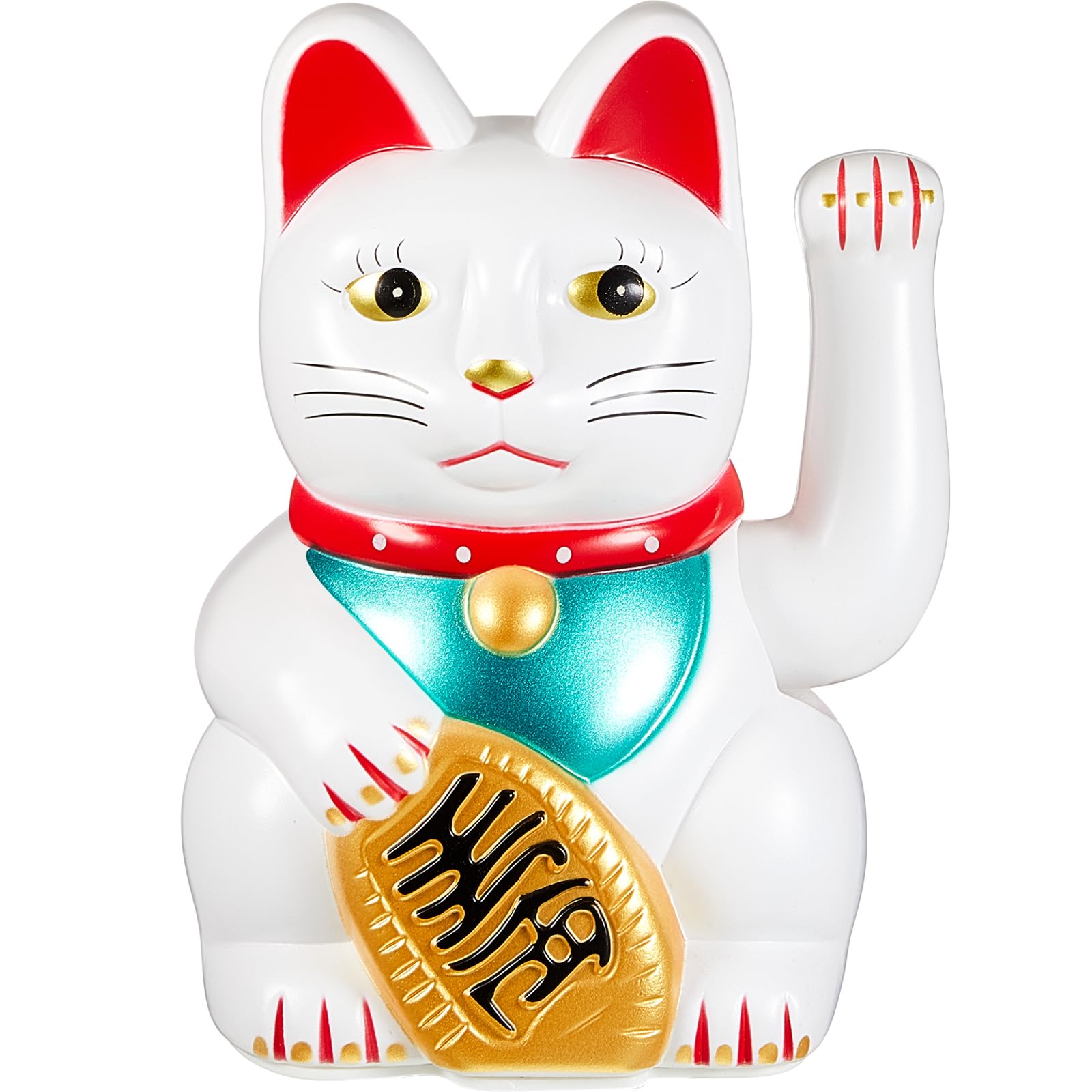Chunful 6 Inch Lucky Cat Waving Arm Maneki Neko Lucky Beckoning Feng Shui Wealth Cat for Welcoming Fortune Wealth Prosperity Decoration, Battery Not Included(White Color)