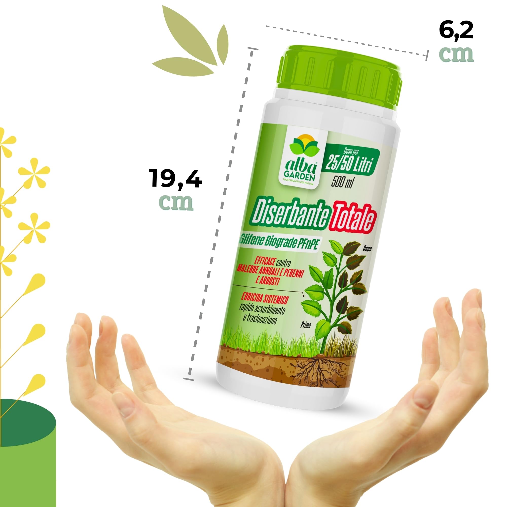 Albagarden Diserbante Totale Glifosate 2 x 500 ml Erbicida Sistemico