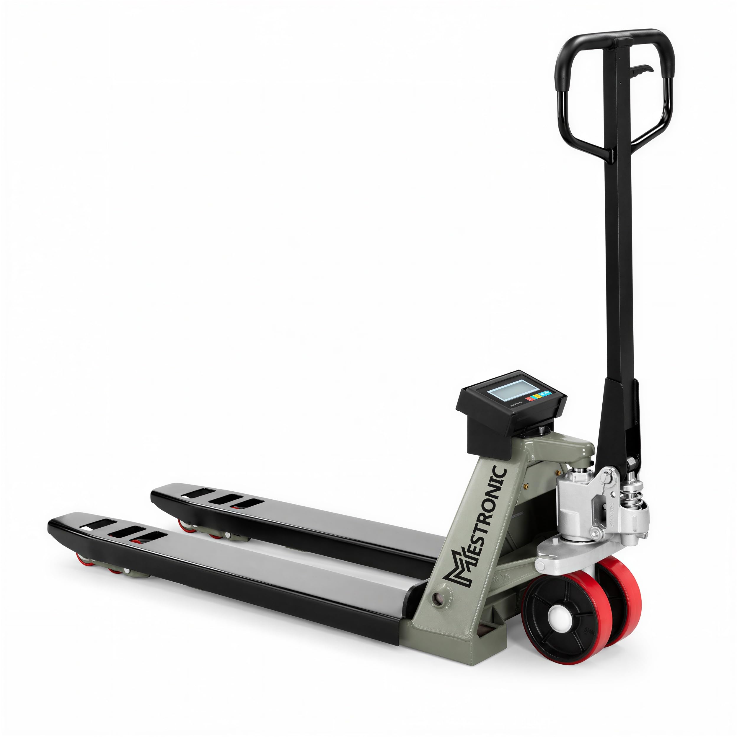 WKA Wiegehubwagen WH-2500 Plus, 2500 kg, 200 g, Hubwagen mit Waage | 2.500 kg Tragkraft, 200-g-Anzeigeschritt, 4 DMS-Wägezellen, Akku, LCD, Tara, Summieren, PU-Tandemrollen
