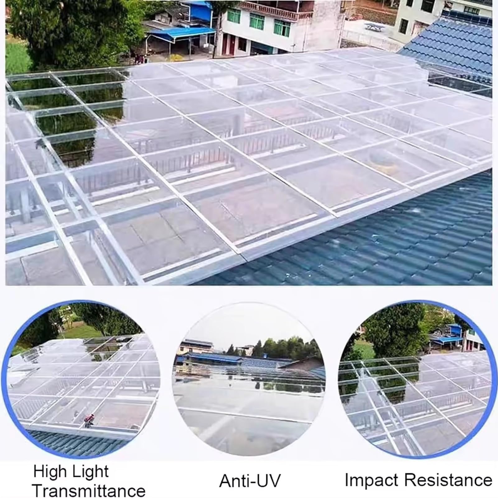 Placas De Policarbonato Cubierta De Pérgola Transparente - Paneles Impermeables for Invernaderos Y Proyectos Bricolaje - Personalizar Tamaño (Size : 3.3X 23ft)