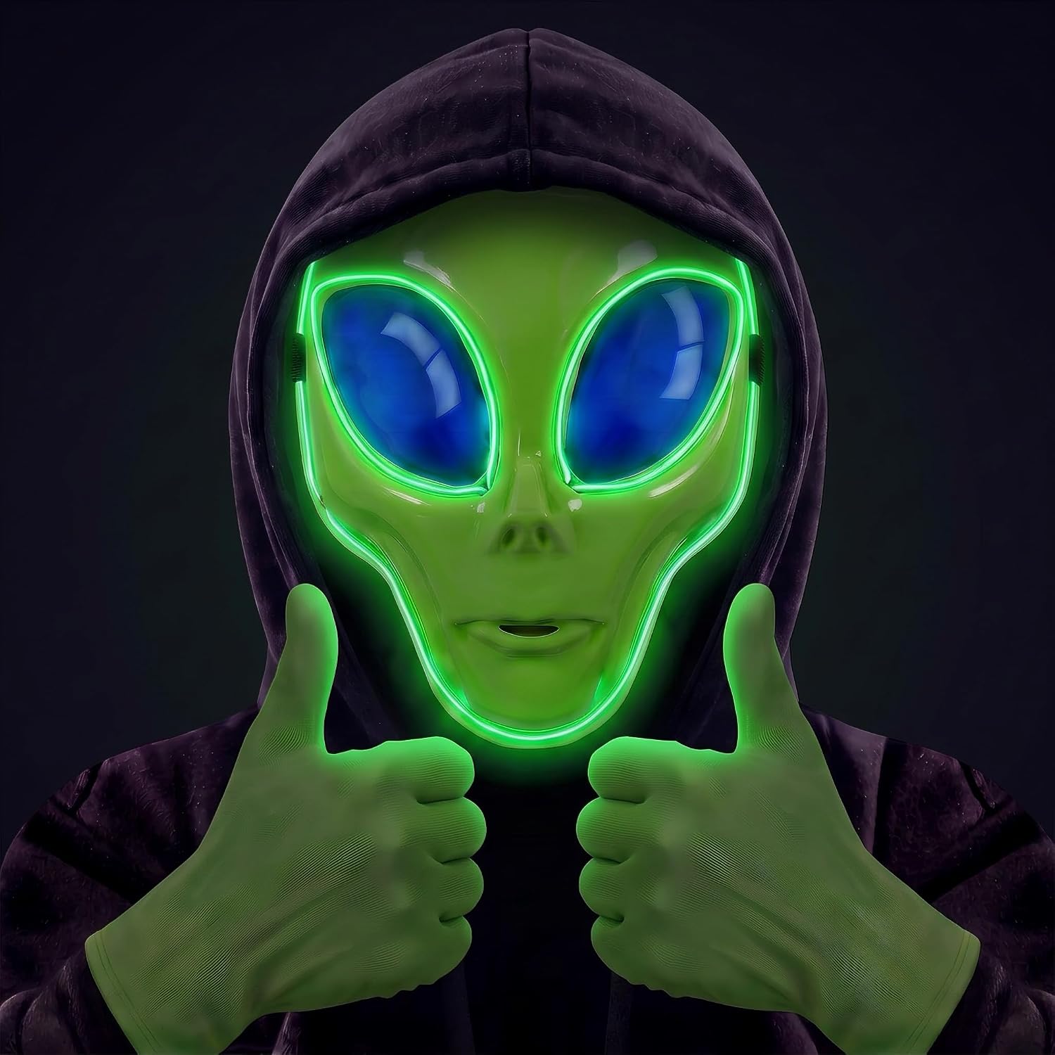 Alien Mask Halloween Light Up Mask Costume for Adults Kids