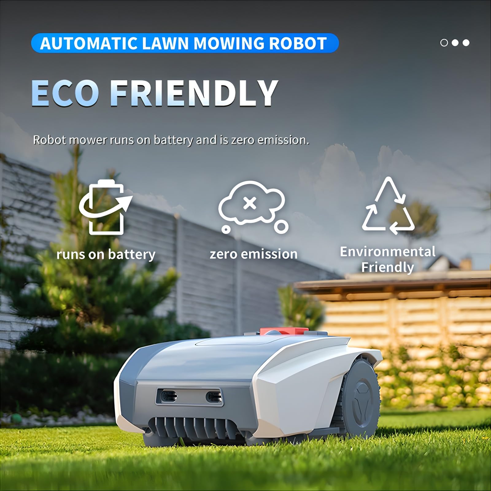 Robot cortacésped, sin cable perimetral, altura de corte 20-55mm, Robot cortacésped completamente automático con estación de carga automática, robot inteligente para jardines pequeños de hasta 1500m²