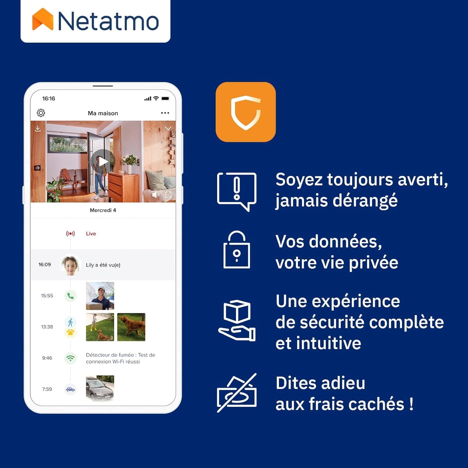 Netatmo Caméra de Surveillance Extérieure Intelligente avec Sirène 105dB, WIFI, Eclairage Intégré, Détection Des Mouvements, Vision Nocturne, Aucun Abonnement, Blanche, NOC-S-W-FR