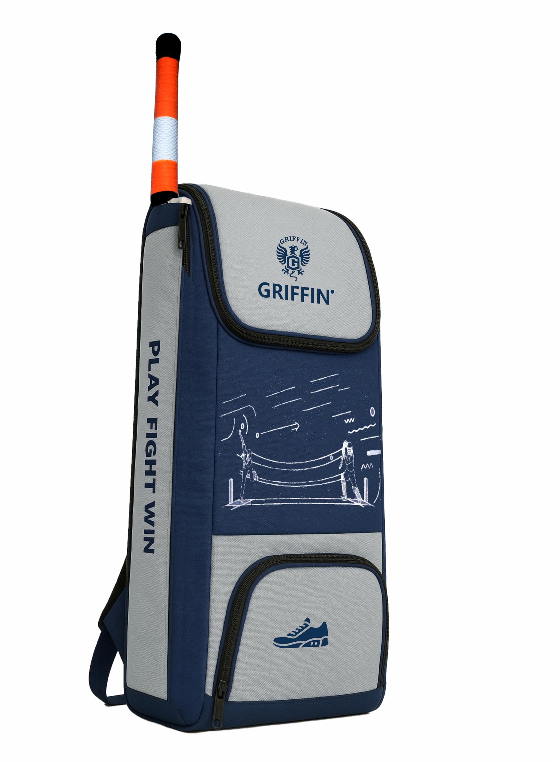 GRIFFIN PRO Duffle Cricket KIT BAGPACK Navy Grey Fully Padded(BAT NOT Included)-image-5