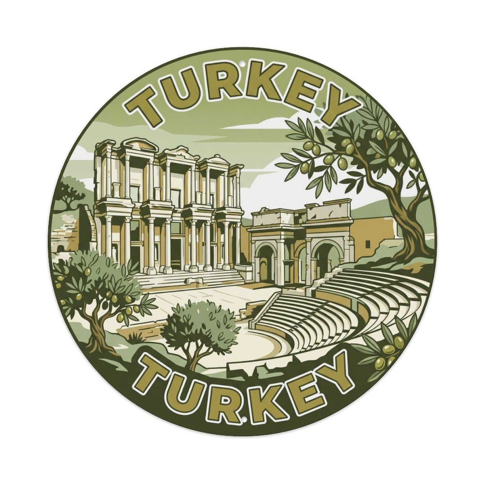 Vintage Travel Turkey Ephesus Ruins Metal Tin Sign