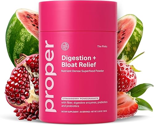 Proper, The Pinks Digestión y Alivio de la Hinchazón. Mezcla de bebida con probióticos para la salud intestinal, prebióticos, raíz de remolacha y