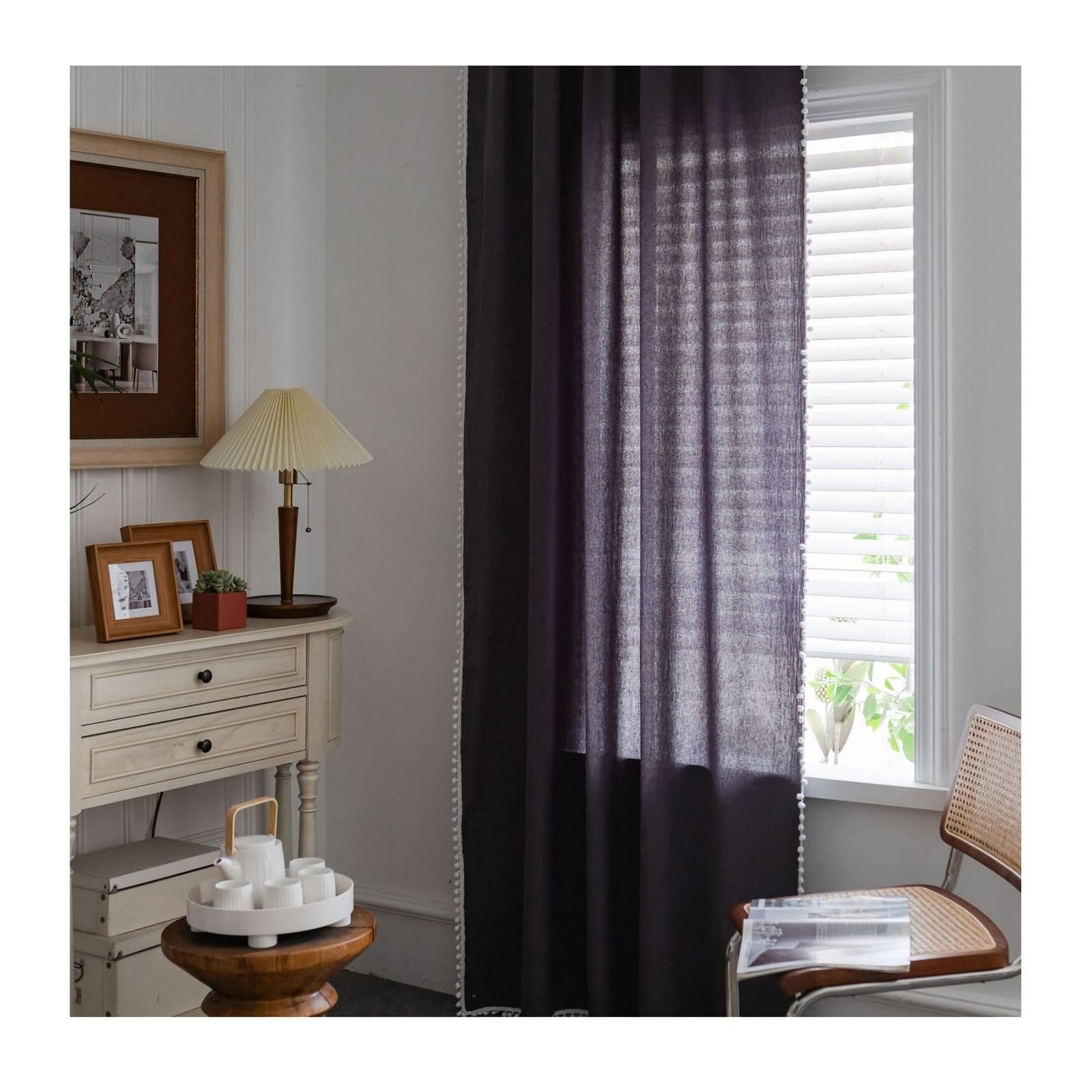 Tende con Ganci,2 x 150W x 240H CM,Tende Salone 2 Pezzi Tinta Unita con Nappa Tende da Finestra Semioscuranti Grigio