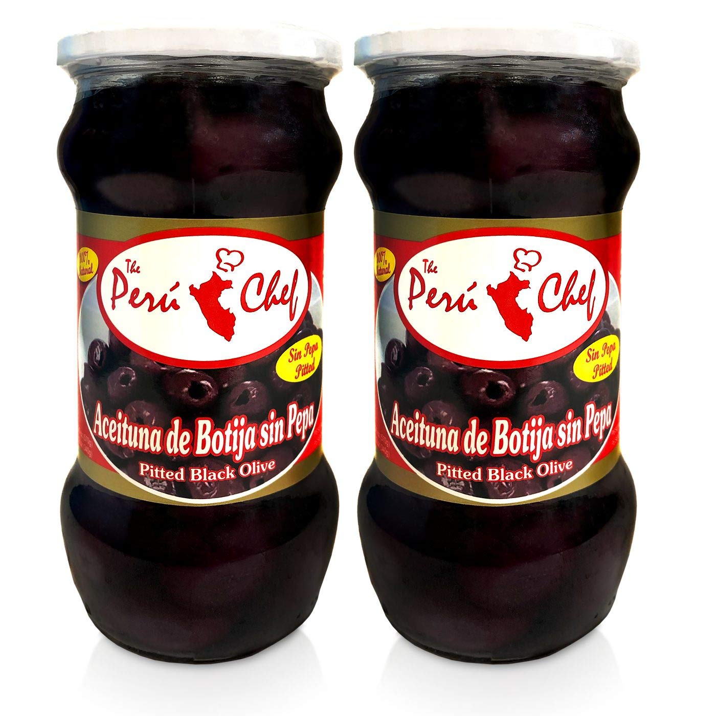 Peruchef Aceitunas de Botija sin Pepa | Peru Pitted Black Olives 2 Pack