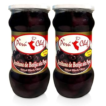 Peruchef Aceitunas de Botija sin Pepa | Peru Pitted Black Olives 2 Pack