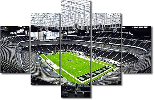 Vista 130 de Cuadros de estadios deportivos de fútbol americano de Minnesota, cuadros de vikingos, 5 paneles, lienzo para pared, arte de pared del estadio