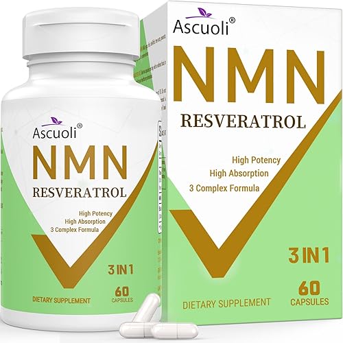 99% Ultra Pureza NMN 500mg + Trans-Resveratrol 600mg, 1150mg Suplemento de Resveratrol NMN, fórmula avanzada 3 en 1 para NAD, células, inmune,
