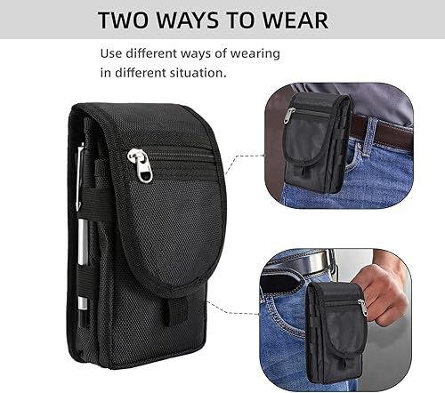 Miniatura 4 de Funda doble para teléfono celular, bolsa táctica para teléfono, soporte multiusos para teléfono celular para hombres, bolsa grande para teléfono