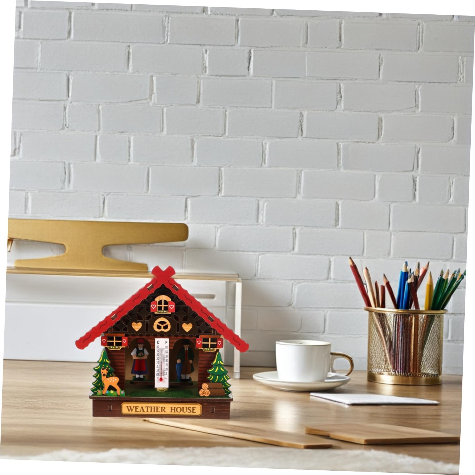Mipcase Barometro Termometro e Igrometro Analogico da Parete in Legno Elegante con Facile Utilizzo per Interni e Monitor Temperatura e Umidità