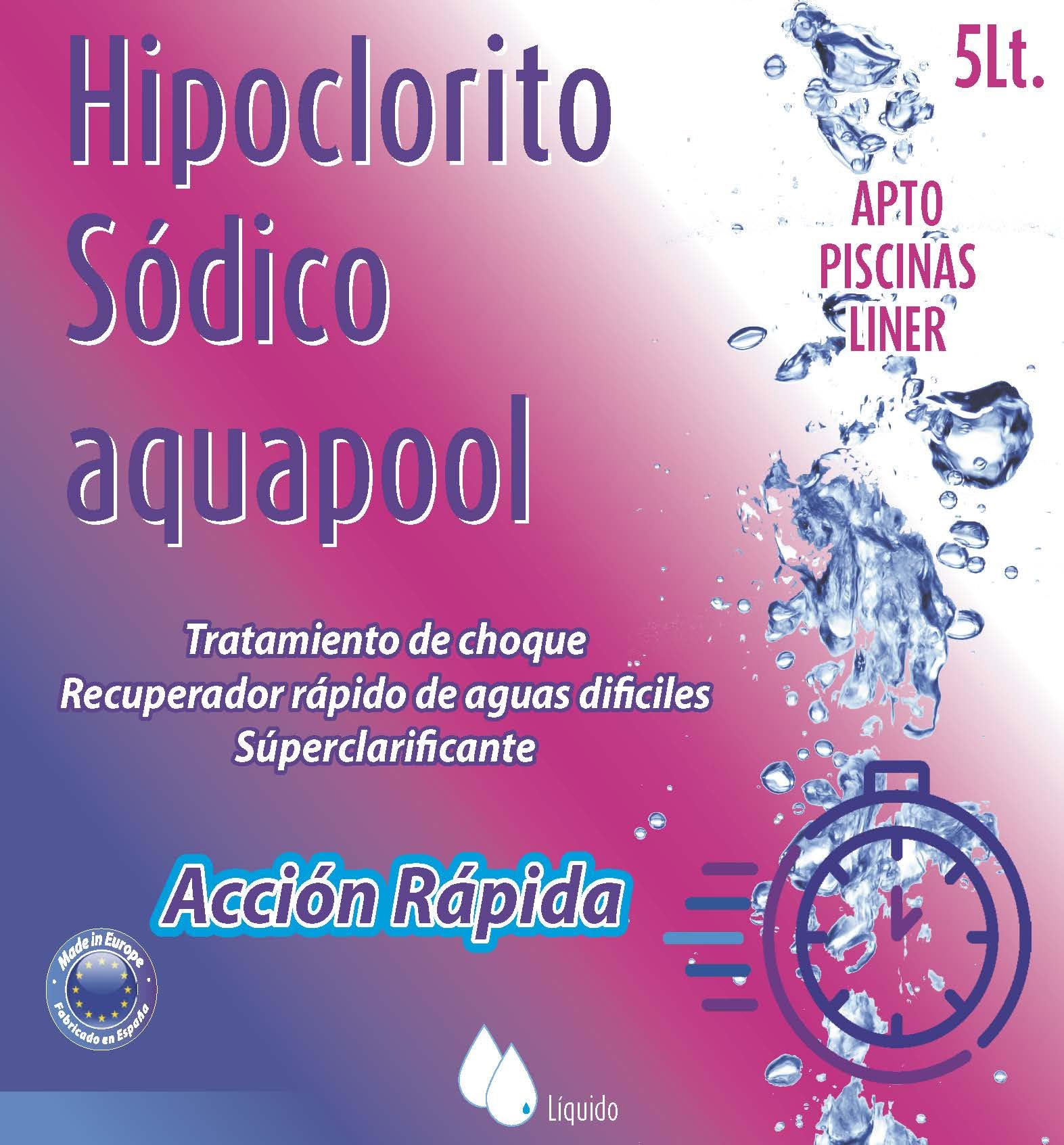 Cloro Choque Líquido Clarificante HIPOCLORITO SÓDICO al 15% AQUAPOOL 6 KG 5 litros - Cloro Acción rápida - Súperclarificante - Recuperador Aguas difíciles - Apto Liner — view 2