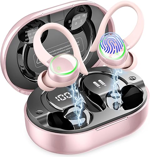 Miniatura 14 de Auriculares inalámbricos, auriculares Bluetooth 5.4, reproducción de 45 horas con micrófono ENC con cancelación de ruido, auriculares estéreo para