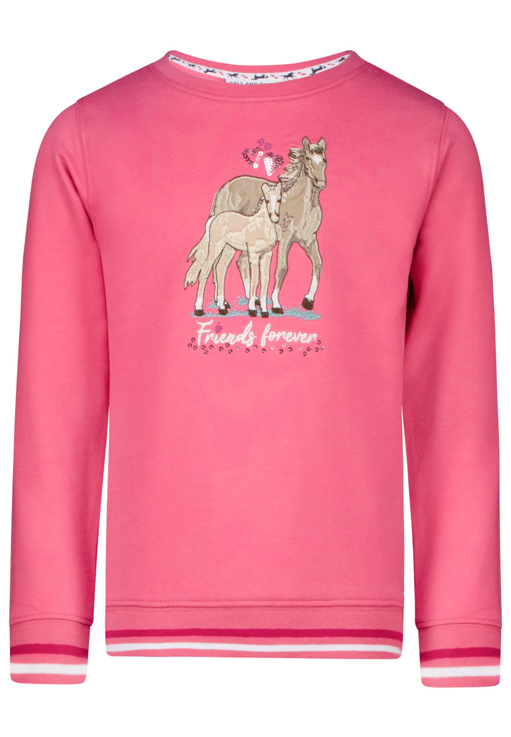 SALT AND PEPPER Mädchen Sweatshirt Mit Pferde Glitzer Print - Kapuzenpulli