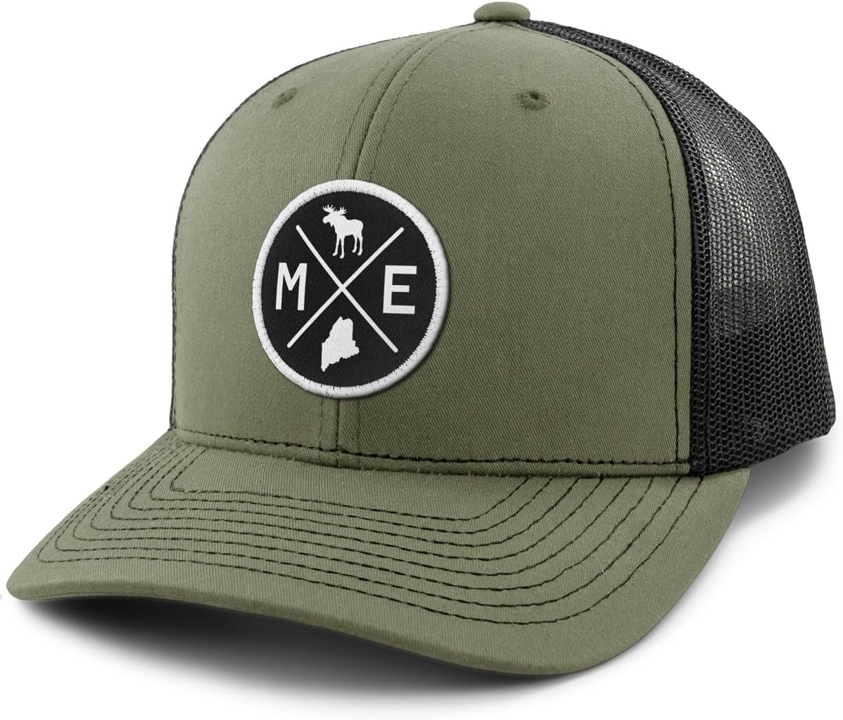 Maine Circle Emblem Classic Snapback Trucker Hat Green