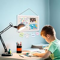 Vista 4 de Miratino Tablero de Anuncios de Corcho, 16" x 11" Tableros de Corcho de Lino Blanco para Paredes con Marco Blanco, Tablero de Pines Tablero