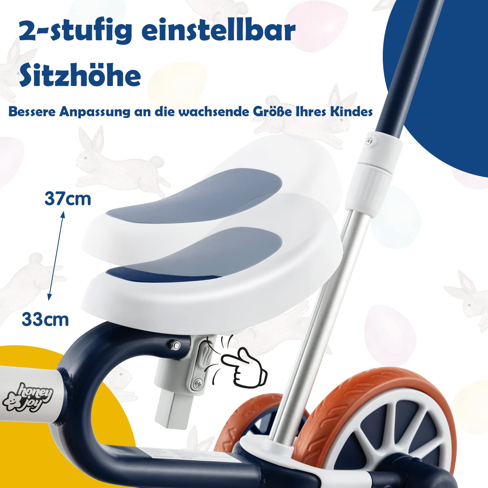 GOPLUS Wielofunkcyjny rower trójkołowy 4 w 1, dla małych dzieci, z regulowanym uchwytem do pchania, 2-stopniowa wysokość siedziska i odwracalna kierownica, rower biegowy dla chłopców i dziewczynek (niebieski)
