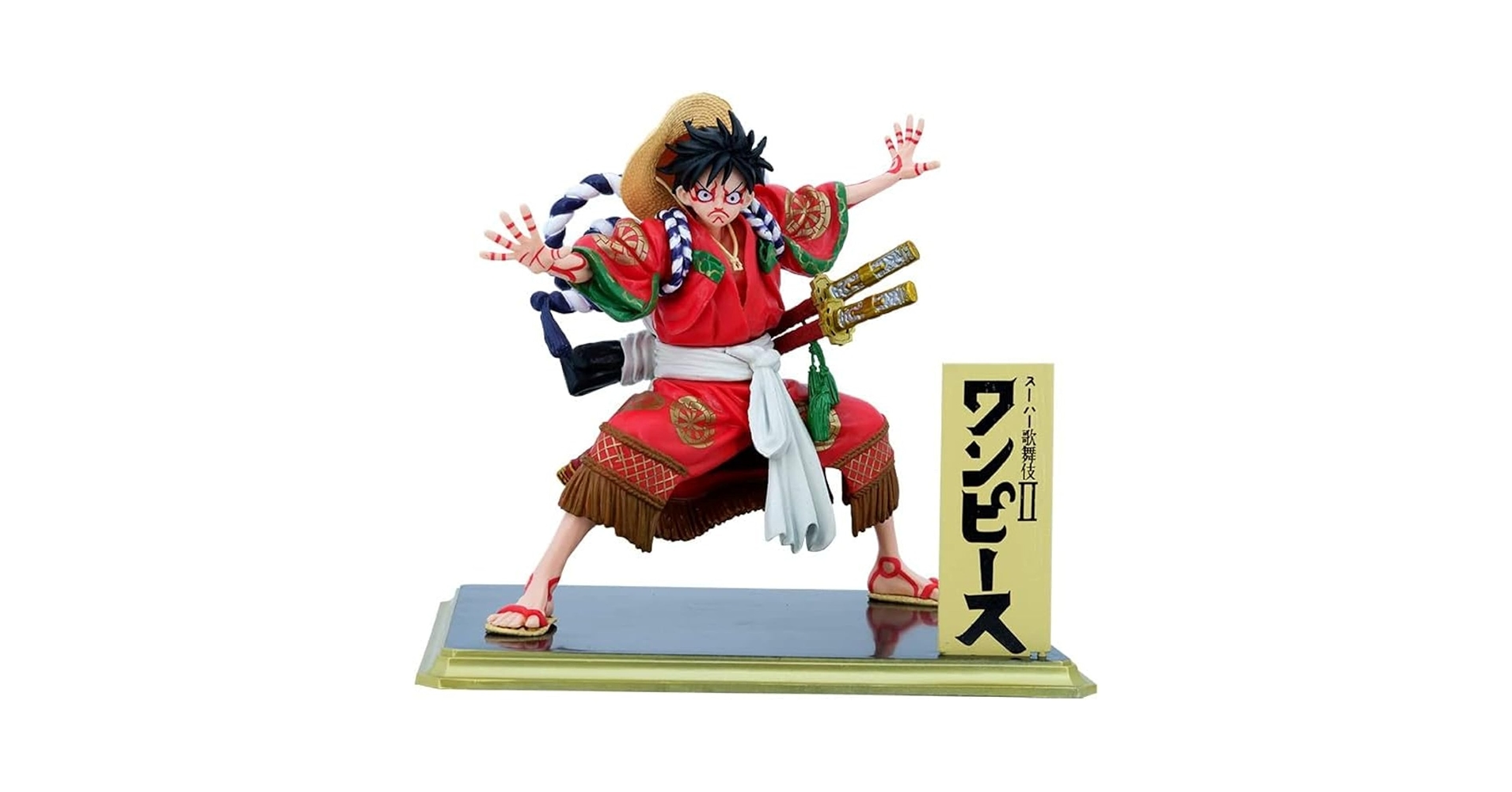 ワンピース フィギュア モンキー・D・ルフィ 歌舞伎 Amazon.co.jp: ワンピース着物ルフィ アニメフィギュア 19cm