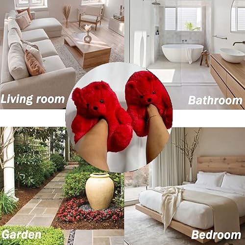 Miniatura 7 de YUESAI Teddy Bears Slippers for Women Kids, Bear Shoes, Cute Animal Bear Slippers for Home