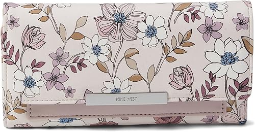Nine West Wildwood Slg Check Sec - Cartera plegable, Magnolia Floral, Wildwood Slg Check Sec - Cartera plegable