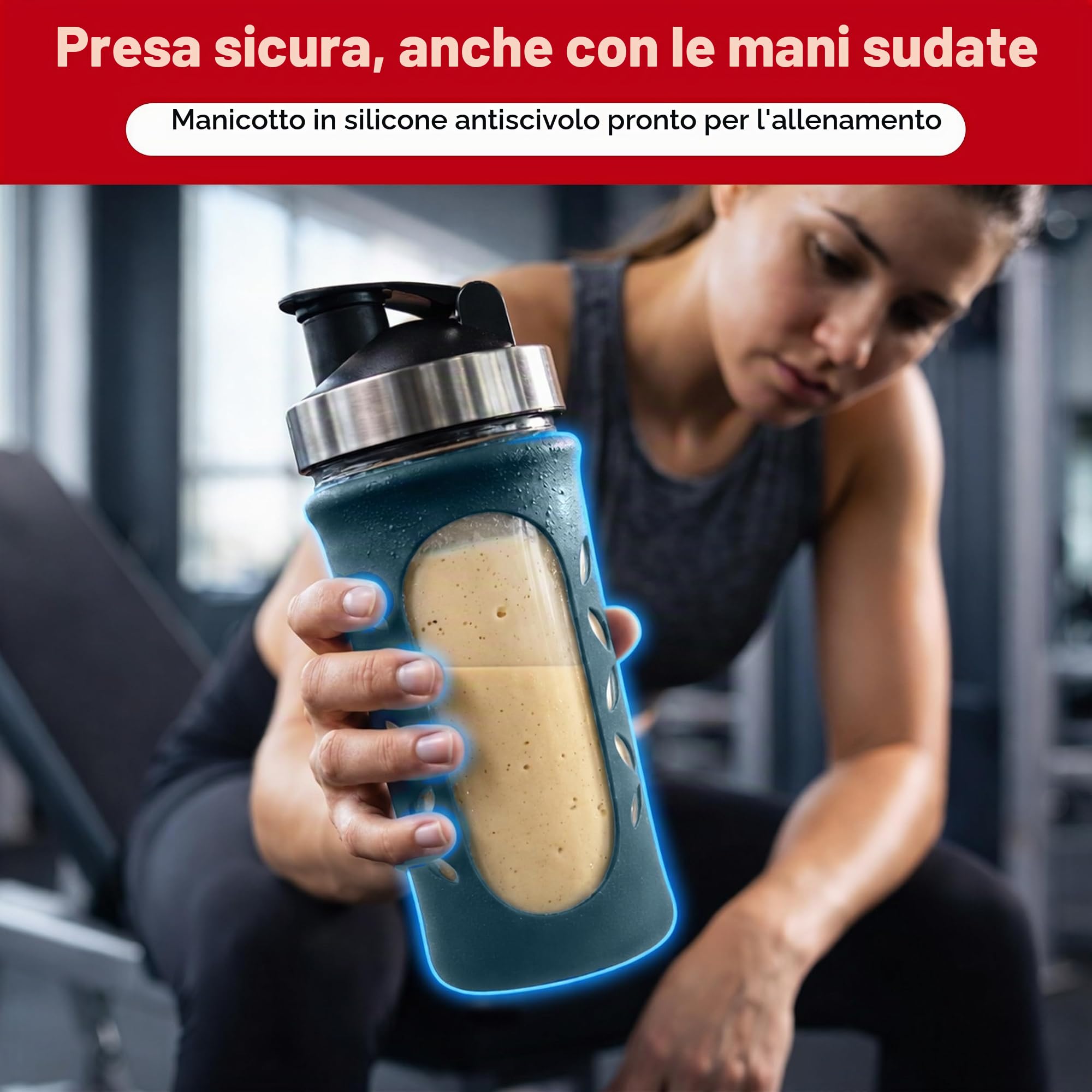 Shaker proteico da 635 ml/20 oz: shaker per proteine senza BPA, shaker per proteine a lunga durata, tazza per frullare le proteine e frullato – blu scuro
