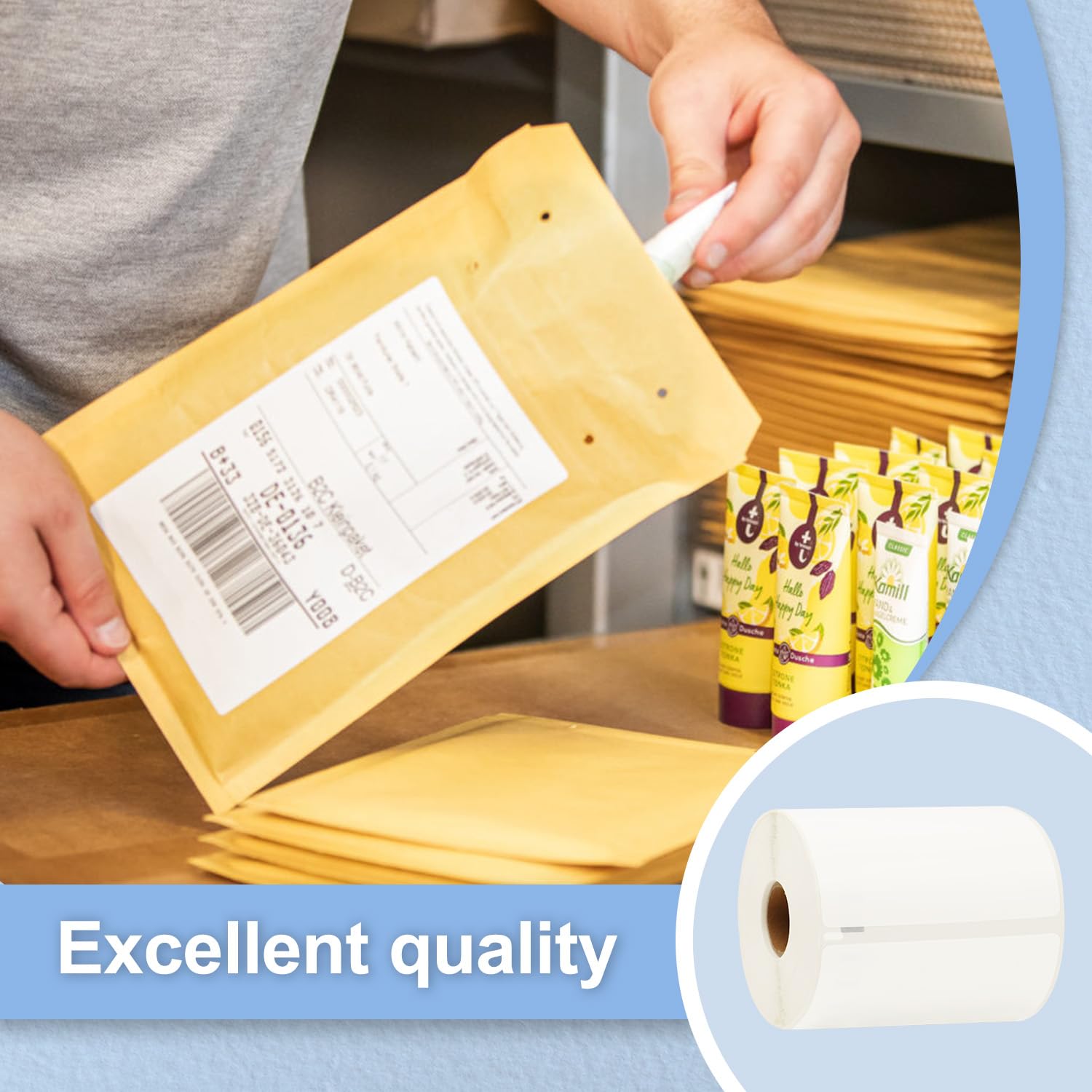 DOREE 1933086 LabelWriter, 104 x 159 mm, durevole, 100% impermeabile e antistrappo, grandi etichette per spedizione, dispositivi compatibili: LabelWriter 4XL, 450,450Twin Turbo (confezione da 6 pezzi