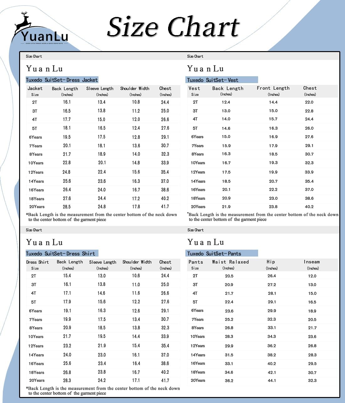 YuanLu Boys Velvet Blue Suits 5 Piece Slim Fit Dress Suit Set for Wedding - Image 3