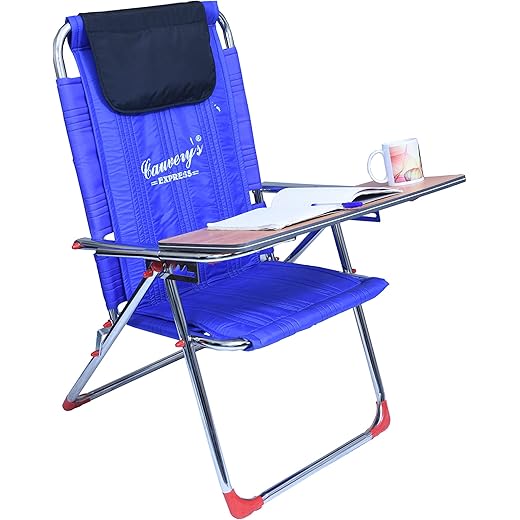 Cauvery Folding Study Chair with Cushion - Blue