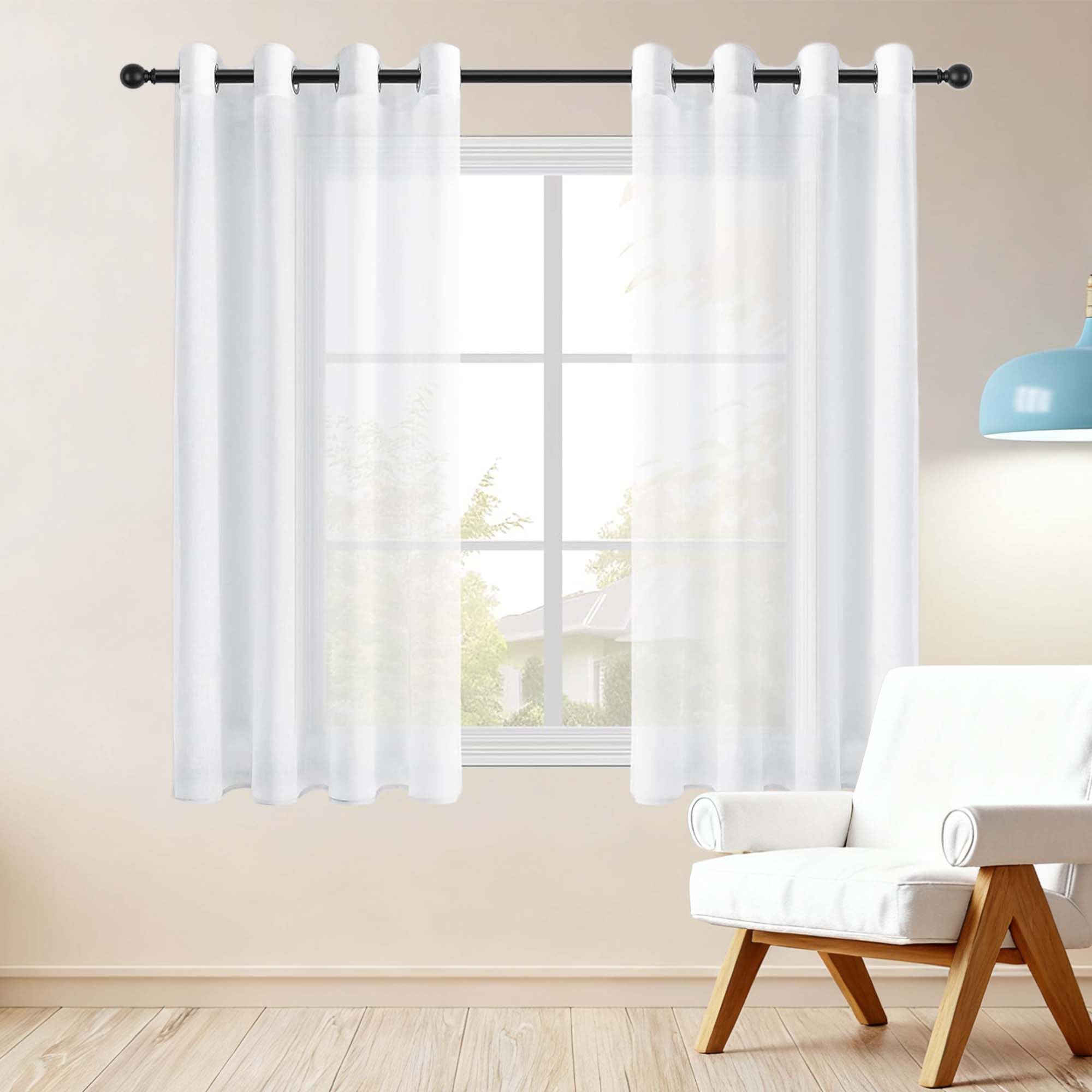 JIAFANG Voile Vorhänge mit Ösen 300 x 300 cm Privatsphäre Ösenschal Fensterschal Lichtdurchlässig Größe Und Farbe Wählbar für Büros Wohnzimmer Schlafzimmer, Weiß