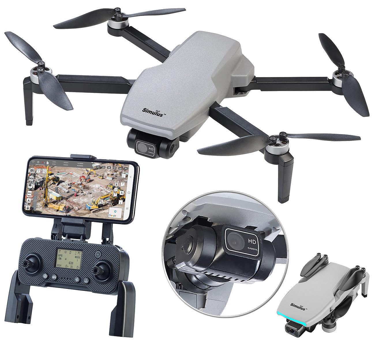 Simulus Drone GPS pieghevole GH-290.fpv con videocamera 4K, gimbal a 2 assi, motore brushless e Wi‑Fi