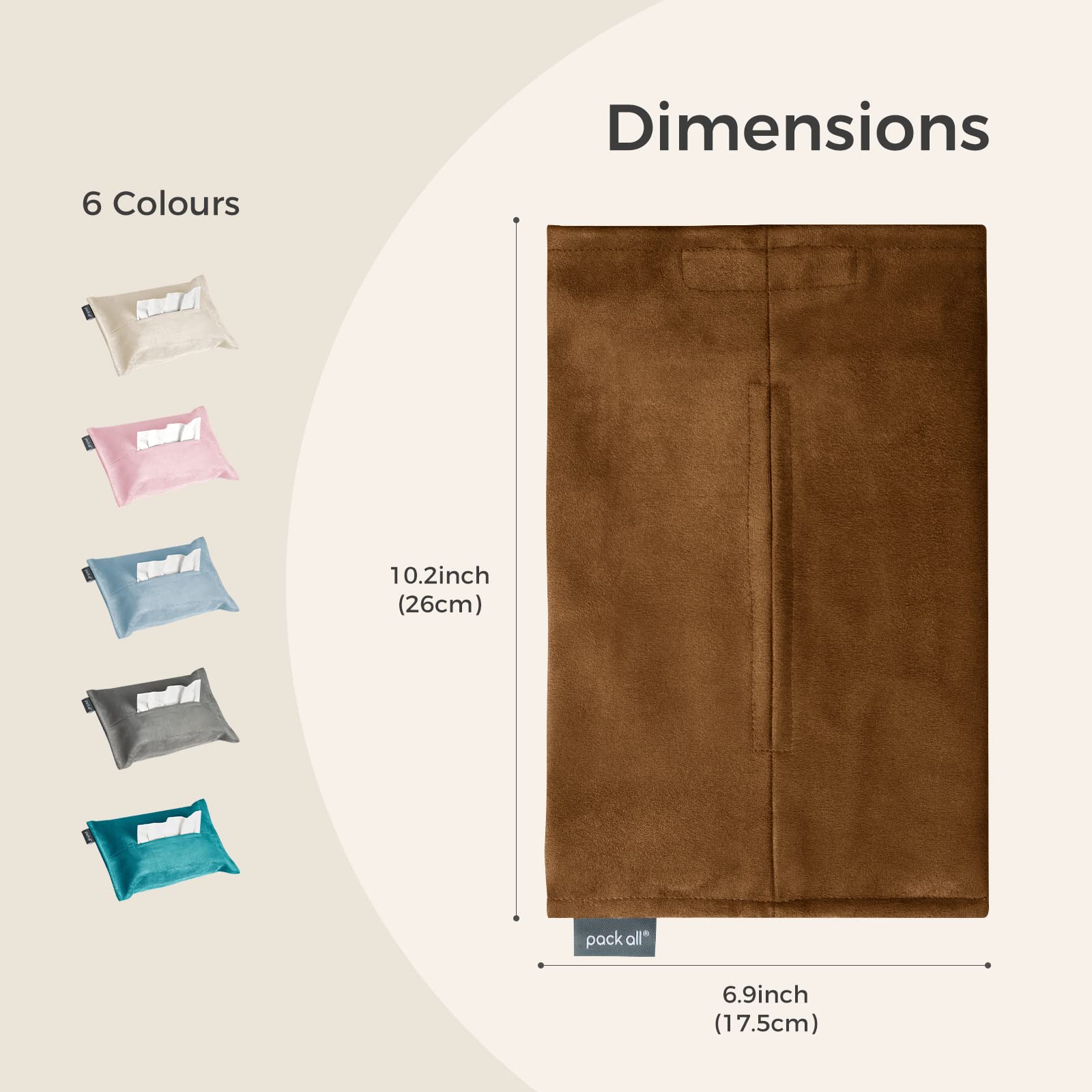 pack all Car Tissue Holder Premium Microsuede Sun Visor Napkin Dispenser Wipes Case for Backseat Vehicle Accessories Mocha — view 6