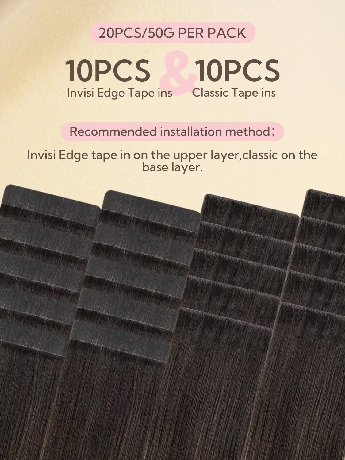 HOTBANANA Invisi Edge Tape in Hair Extensions Human Hair, 16inch 50g 10pcs Invisible & 10pcs Classic Balayage Dark Brown Mixed Chestnut Brown Seamless Tape in Hair Extensions Straight Injected