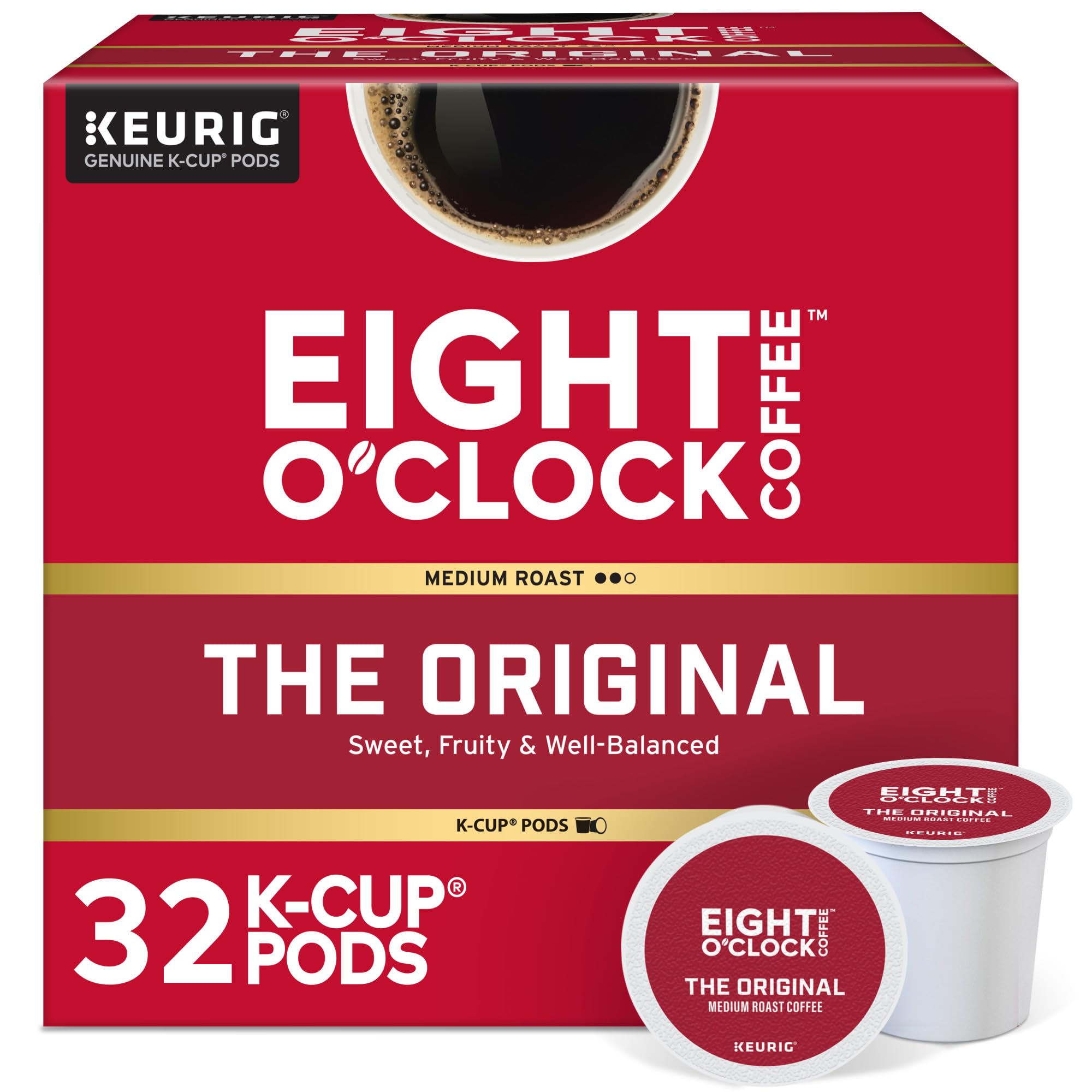 Eight O'Clock Coffee The Original, Keurig Single Serve K-Cup Pods, Medium Roast, 32 Count