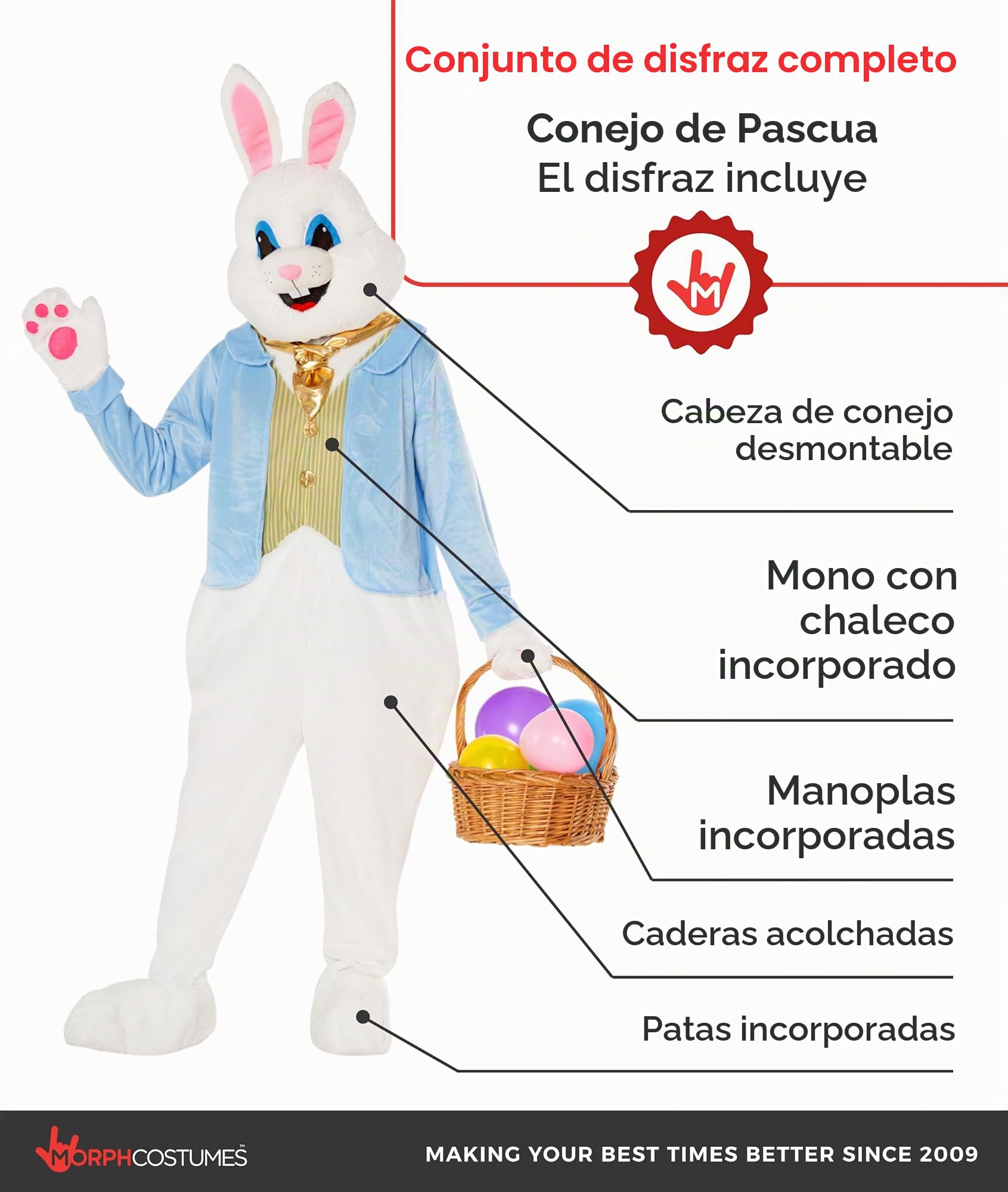 Morph Disfraz Conejo Adulto, Traje Conejo De Pascua, Disfraces Conejos, Easter Bunny Costume, Disfraz Carnaval Adulto Hombre Mujer