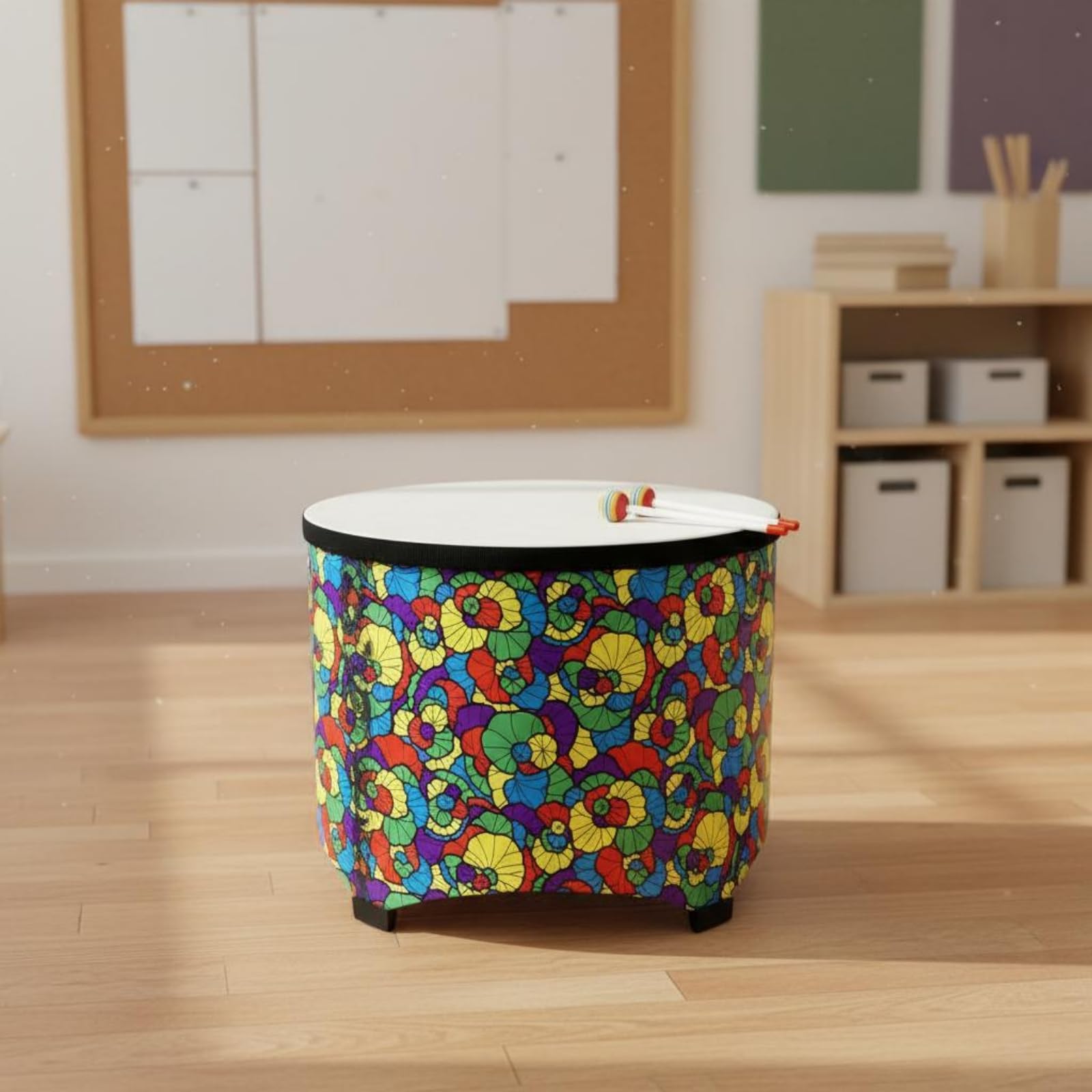 Kinder Percussion Drum Rhythm Trommel Handtrommel Bodentrommel mit Deutlichem Beat für Sichere Orientierung Und Musterlernen aus Holz für Unterricht Proben Gruppenworkshops